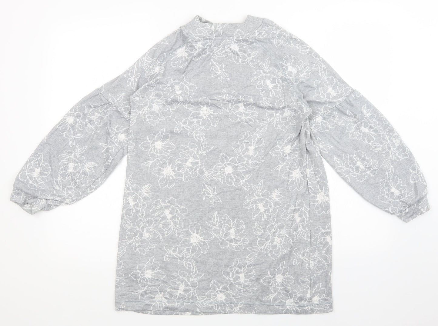 M&S Womens Grey Floral  Pullover Jumper Size 12