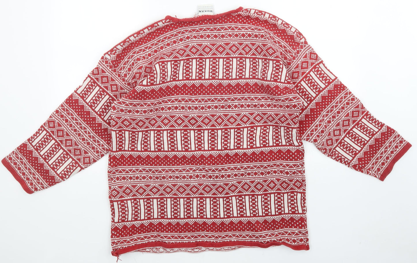 H&M Womens Red Argyle/Diamond  Pullover Jumper Size M