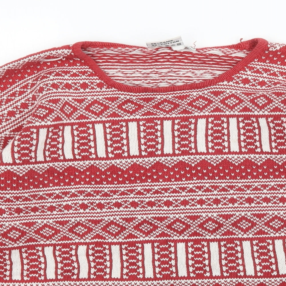 H&M Womens Red Argyle/Diamond  Pullover Jumper Size M