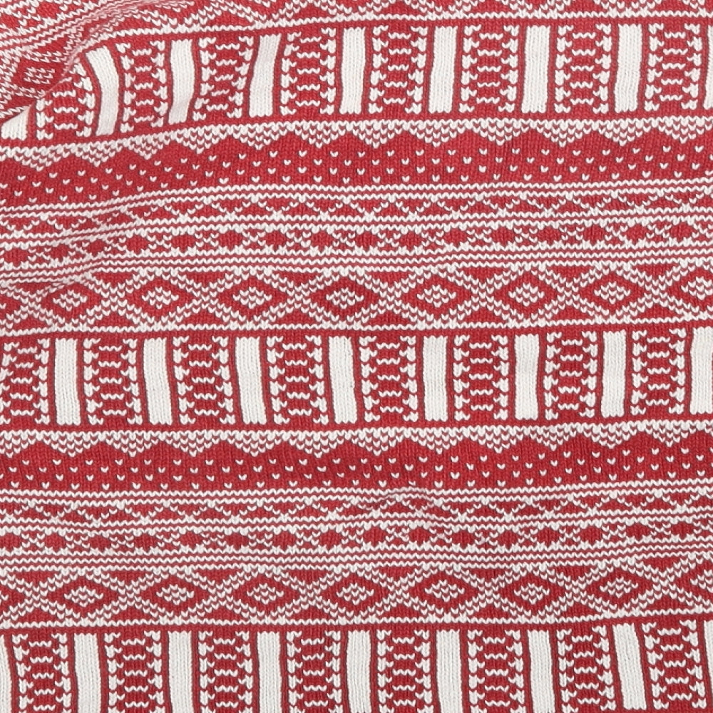 H&M Womens Red Argyle/Diamond  Pullover Jumper Size M