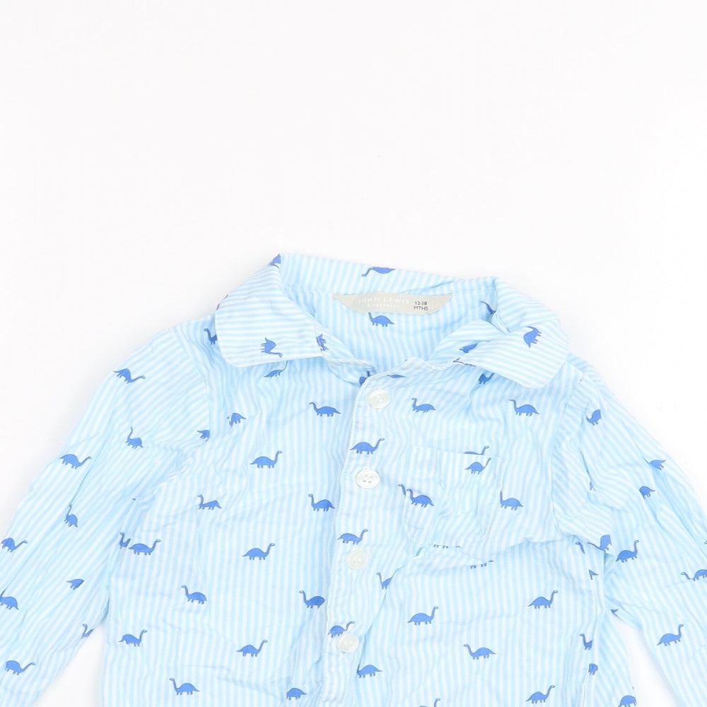 John Lewis Baby Blue   Basic Button-Up Size 12-18 Months