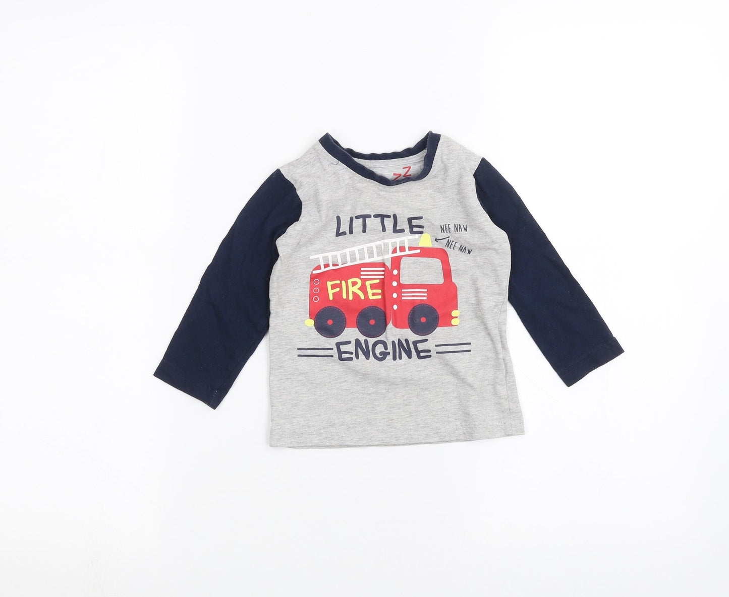 Matalan Baby Grey   Basic T-Shirt Size 12-18 Months  - Fire Engine