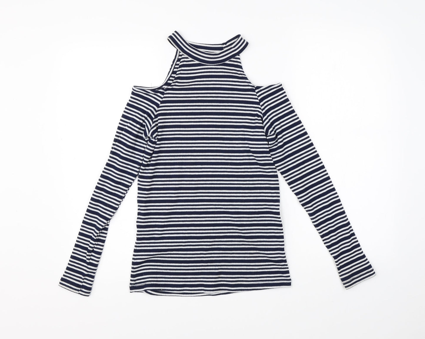 Matalan Womens Blue Striped  Pullover Jumper Size 14  - open shoulder