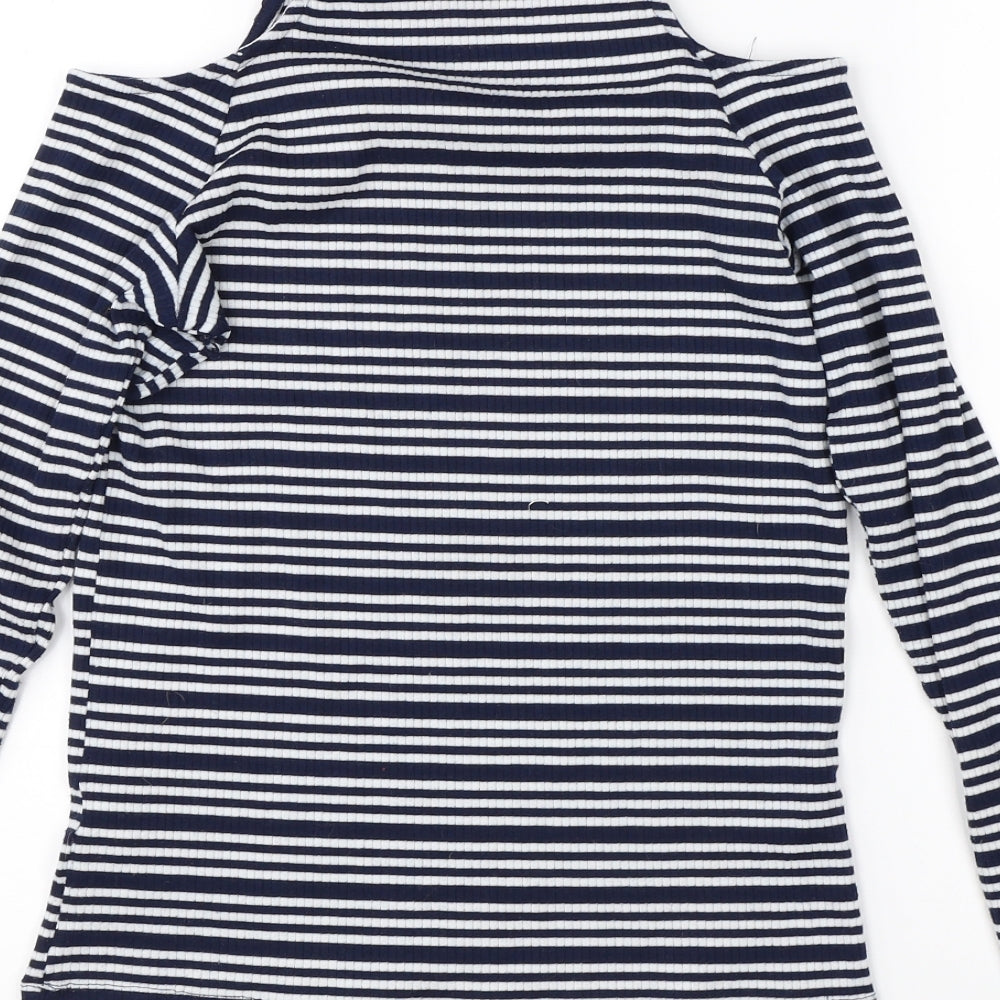 Matalan Womens Blue Striped  Pullover Jumper Size 14  - open shoulder