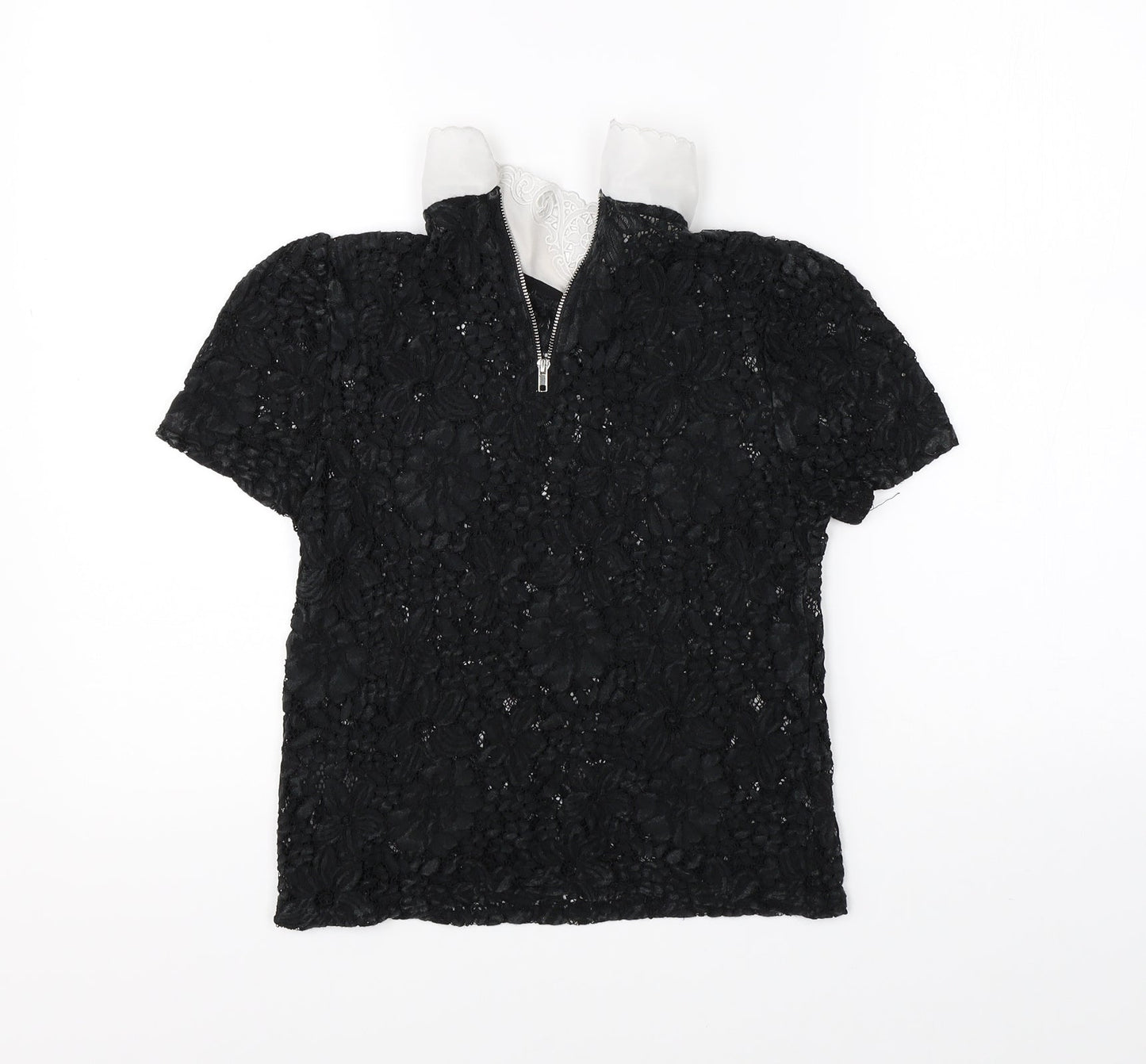 New Look Womens Black Floral  Basic Blouse Size 8