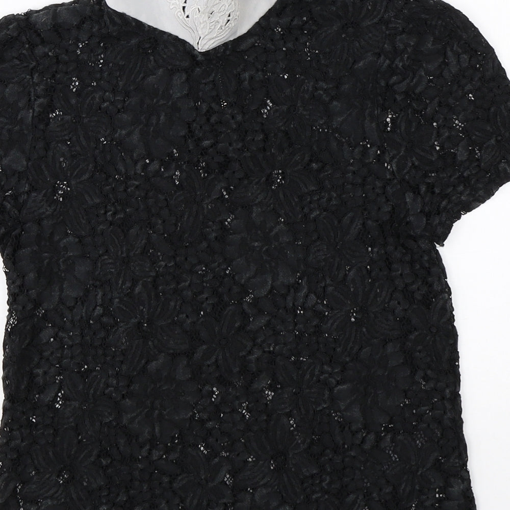 New Look Womens Black Floral  Basic Blouse Size 8