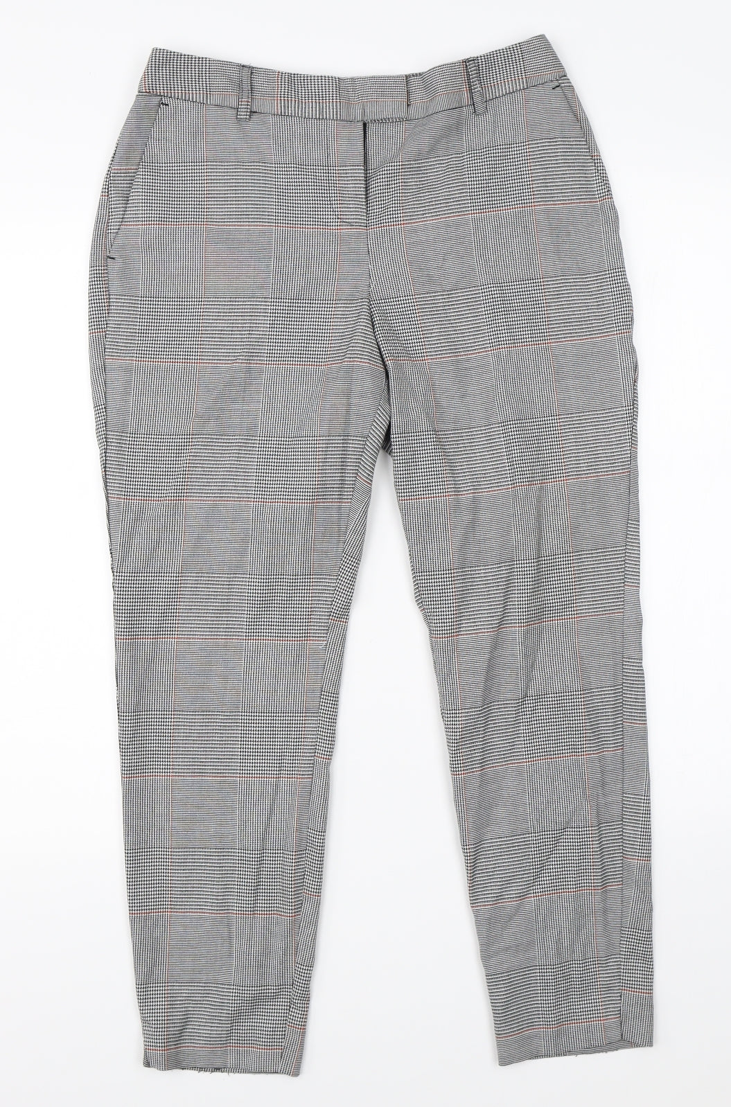 Preworn Womens White Check  Dress Pants Trousers Size 8 L24 in