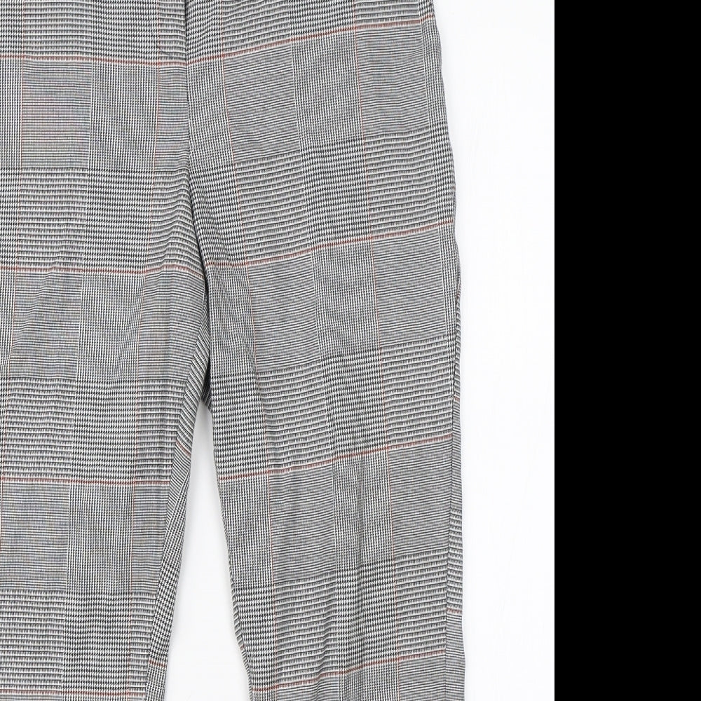 Preworn Womens White Check  Dress Pants Trousers Size 8 L24 in