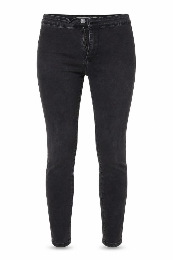Front view of Denim Co women’s black denim skinny jeans, size UK 10, 25-inch leg