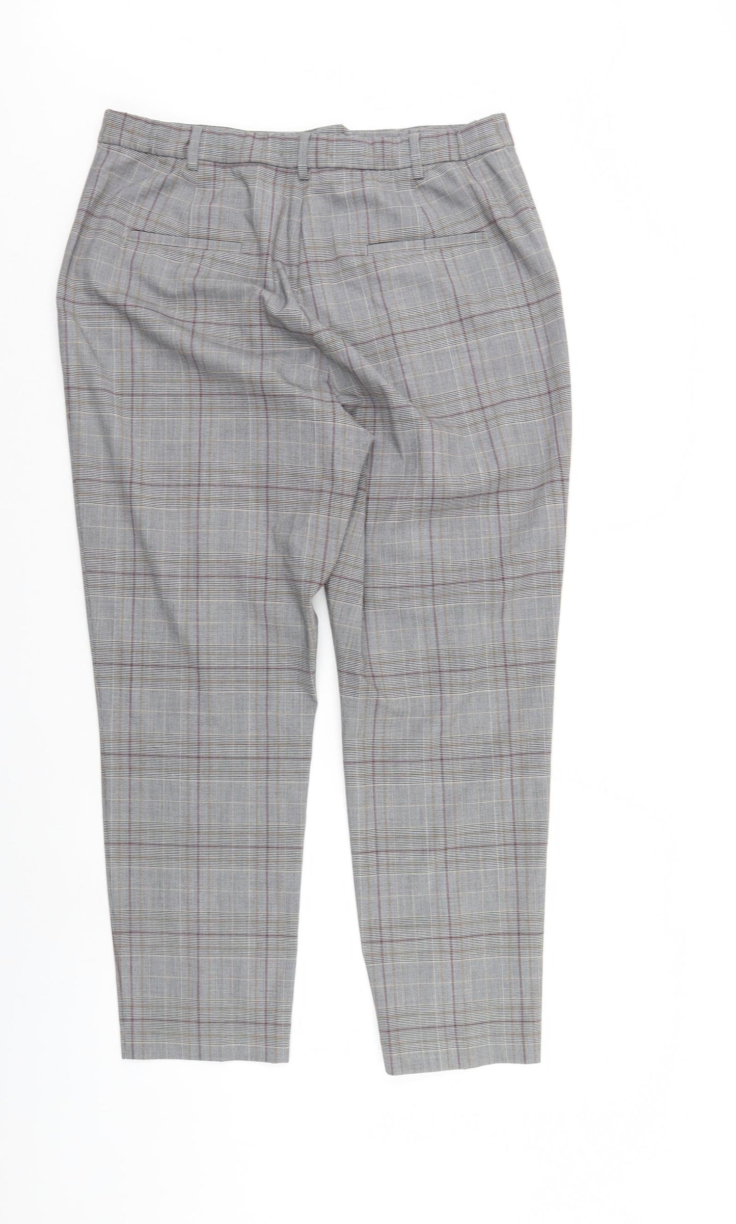 M&S Womens Grey Check  Trousers  Size 16 L27 in