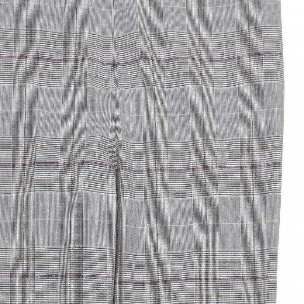 M&S Womens Grey Check  Trousers  Size 16 L27 in