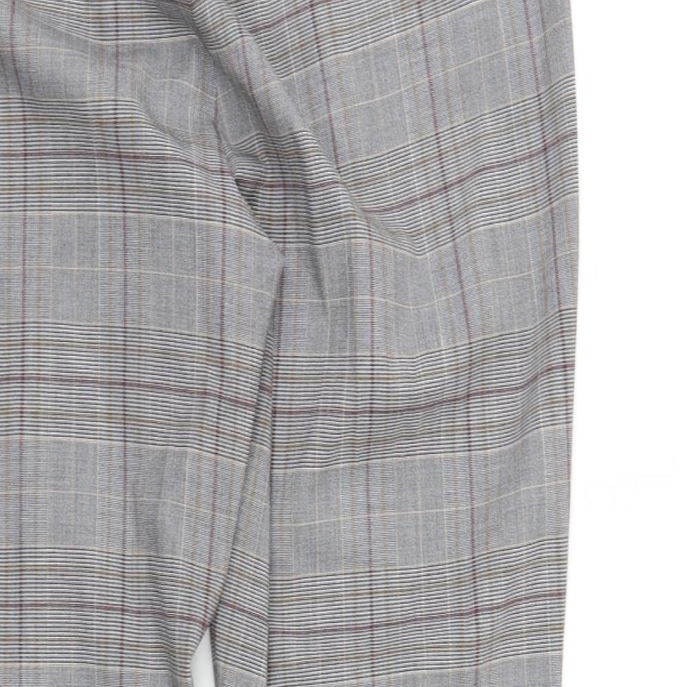 M&S Womens Grey Check  Trousers  Size 16 L27 in