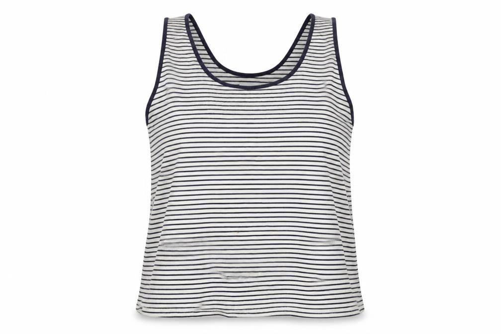 John Lewis Womens White Striped  Basic Tank Size 14