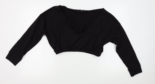 Missguided Womens Black   Pullover Sweatshirt Size 14  - cropped