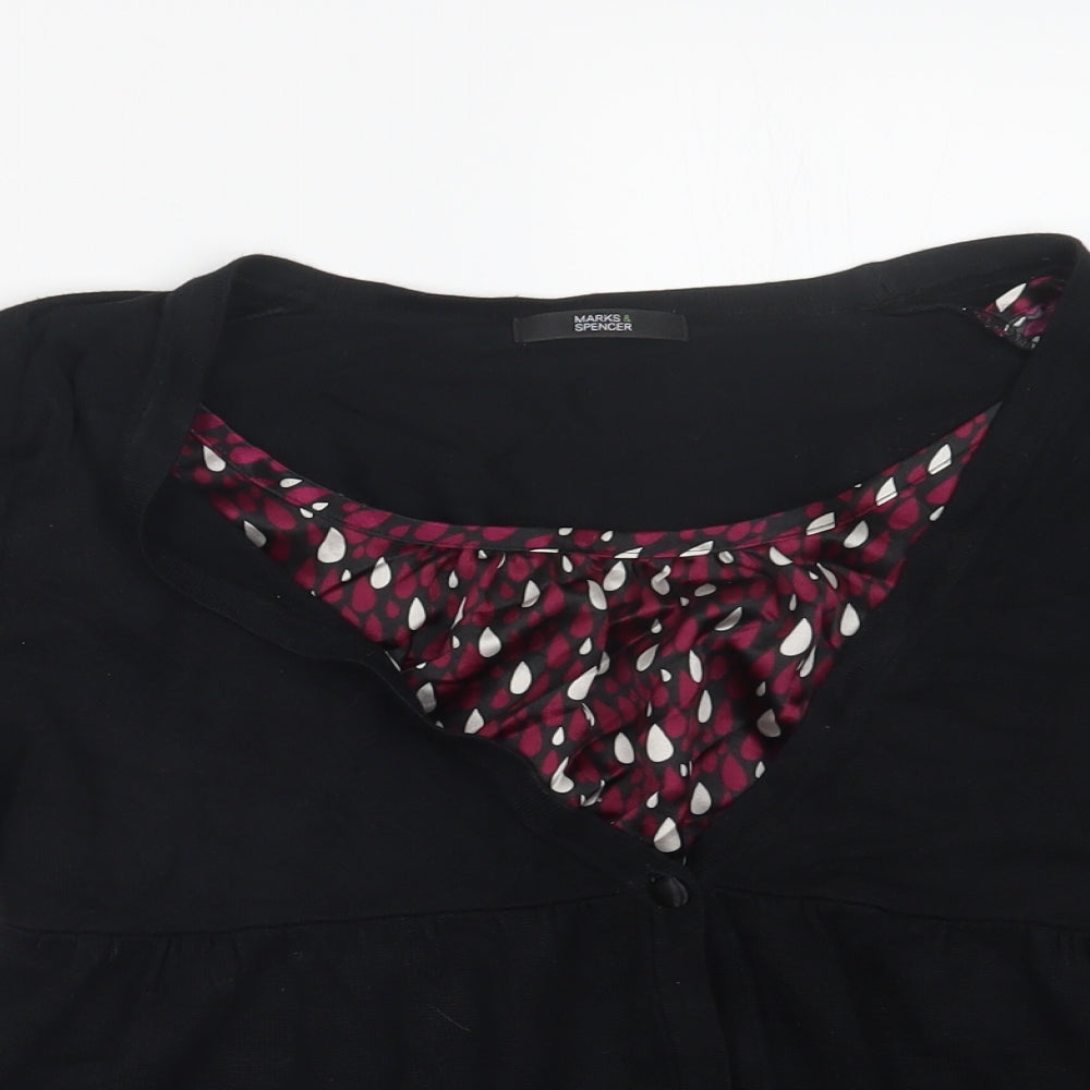 Marks and Spencer Womens Black  Knit Cardigan Jumper Size 12  - Top and cardigan in one