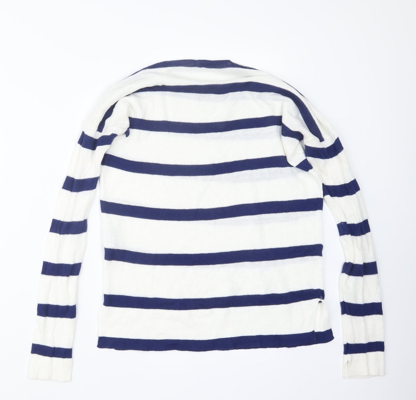 Pull&Bear Womens White Striped Knit Pullover Jumper Size S