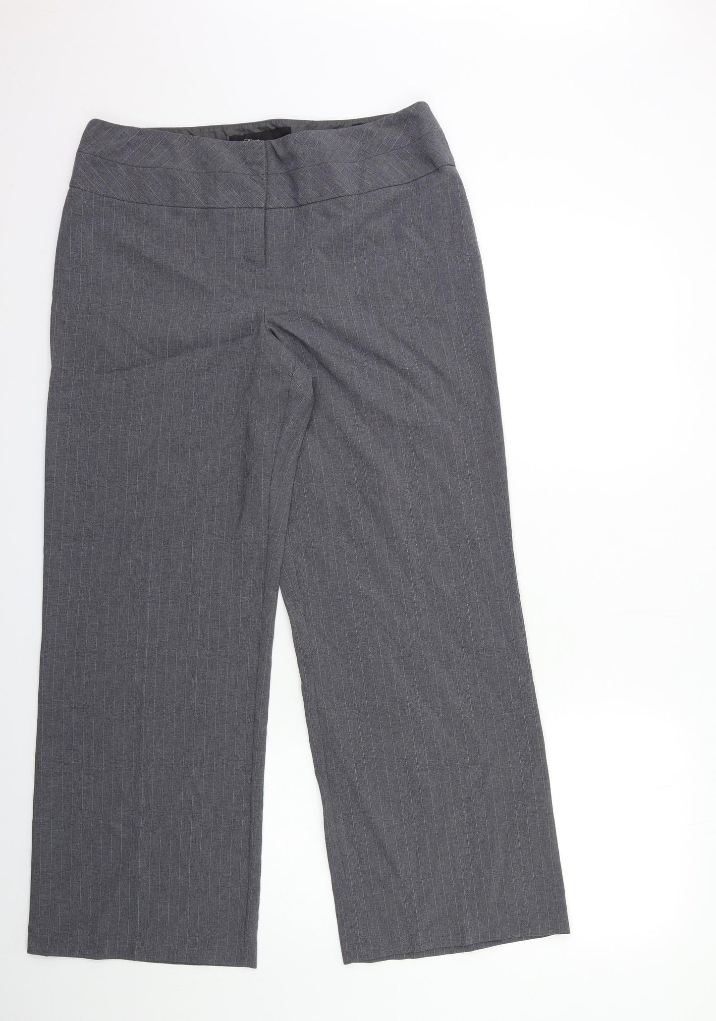 Evie Womens Grey Striped  Trousers  Size 14 L23 in