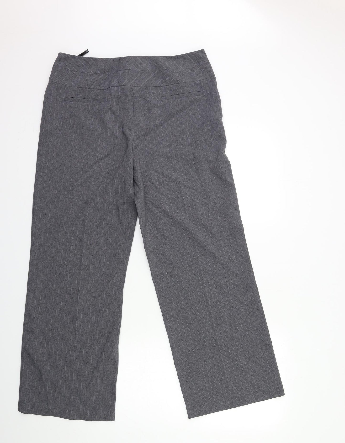 Evie Womens Grey Striped  Trousers  Size 14 L23 in