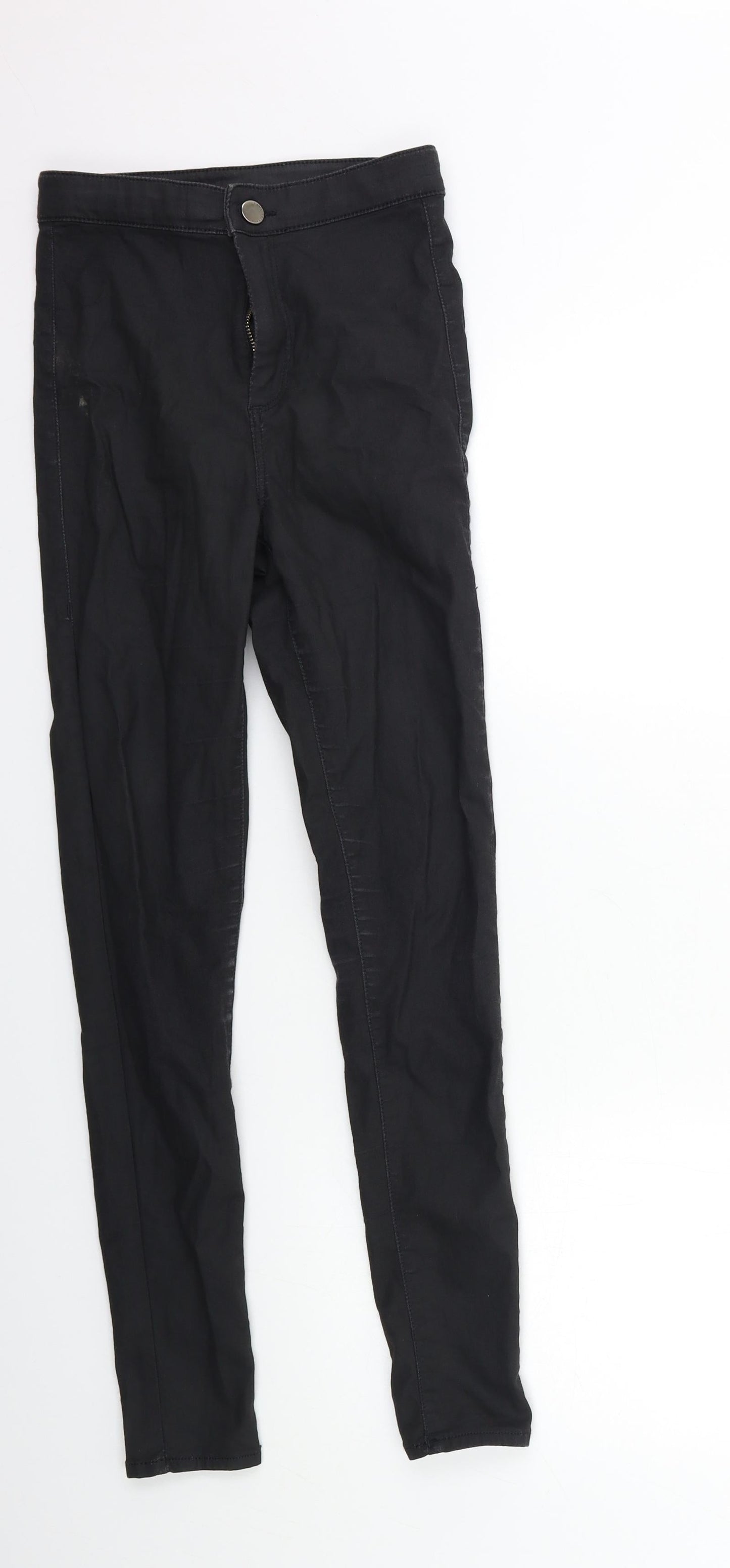 Topshop Womens Black  Denim Skinny Jeans Size 26 in L32 in - PU COATED