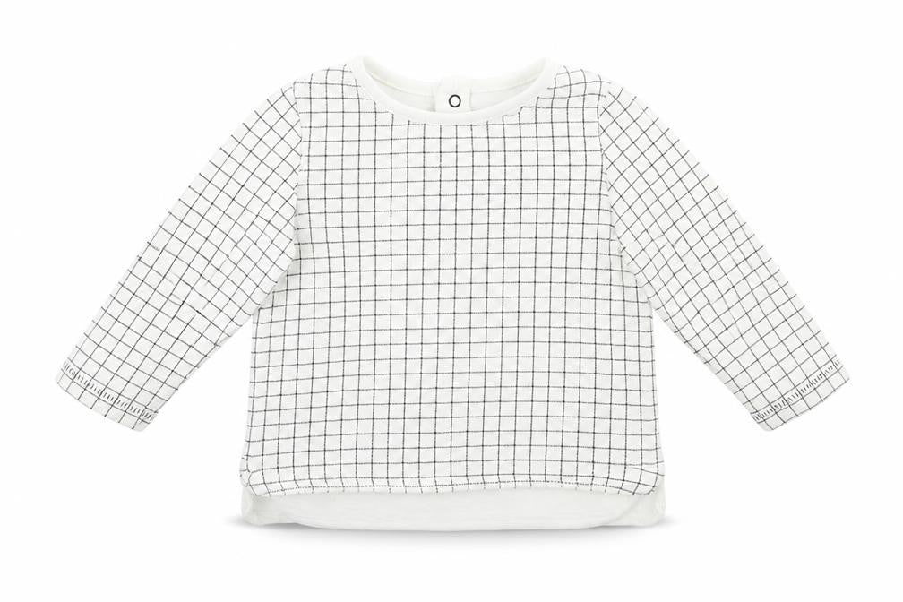 Front view of Next Baby White Check Basic T-Shirt, size 3-6, Months
