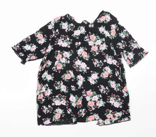 Newlook Womens Black Floral  Basic Blouse Size 10