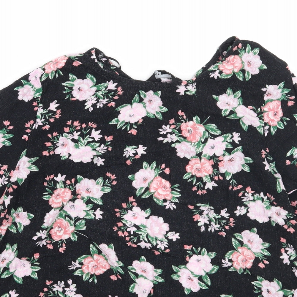Newlook Womens Black Floral  Basic Blouse Size 10