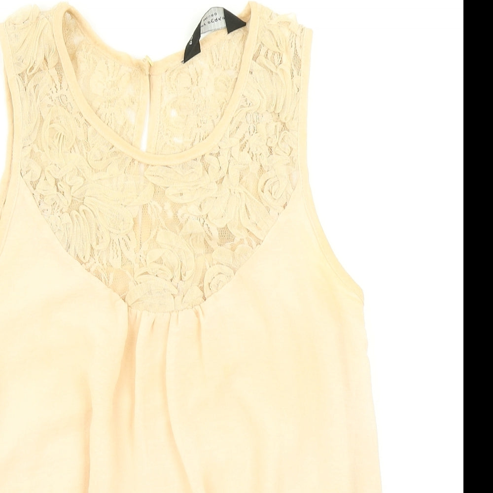 Dorothy Perkins Womens Beige   Basic Blouse Size 6  - Lace neckline