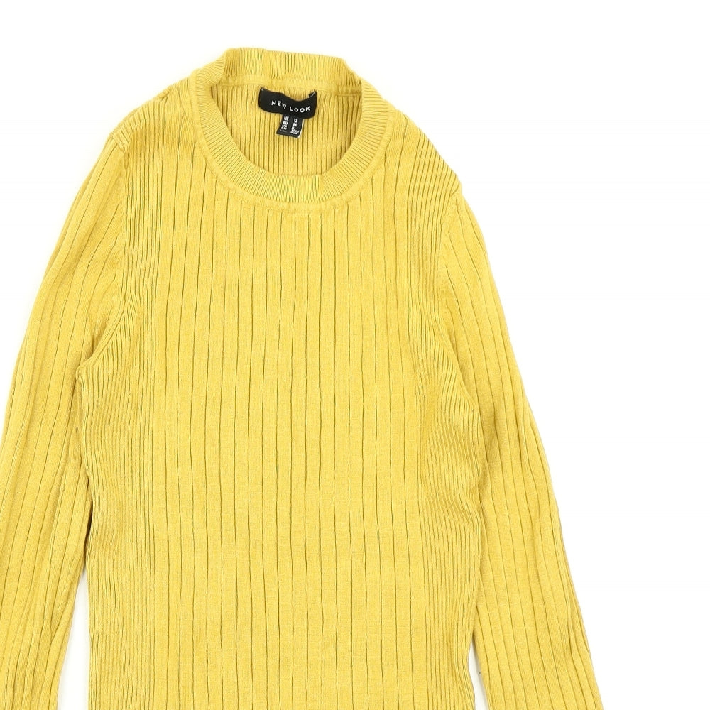 New Look Womens Yellow  Knit Pullover Jumper Size 12