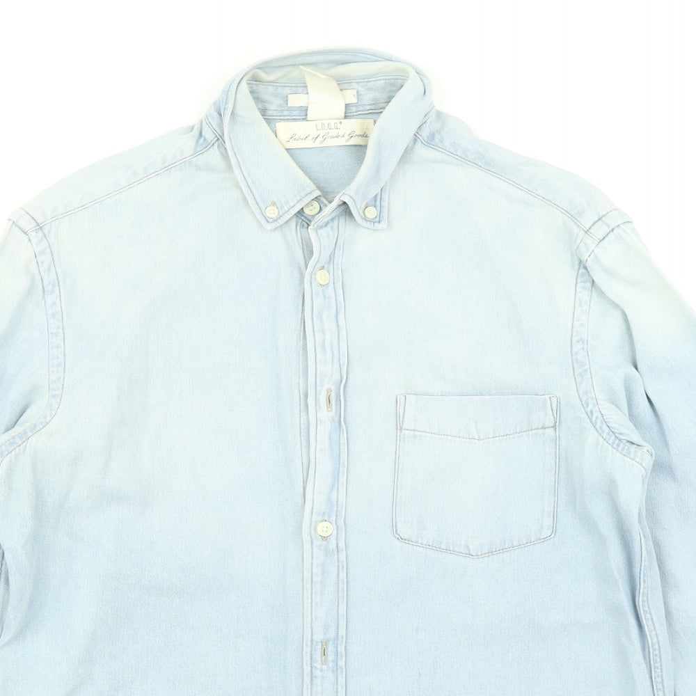 H&M Mens Blue  Denim  Button-Up Size S