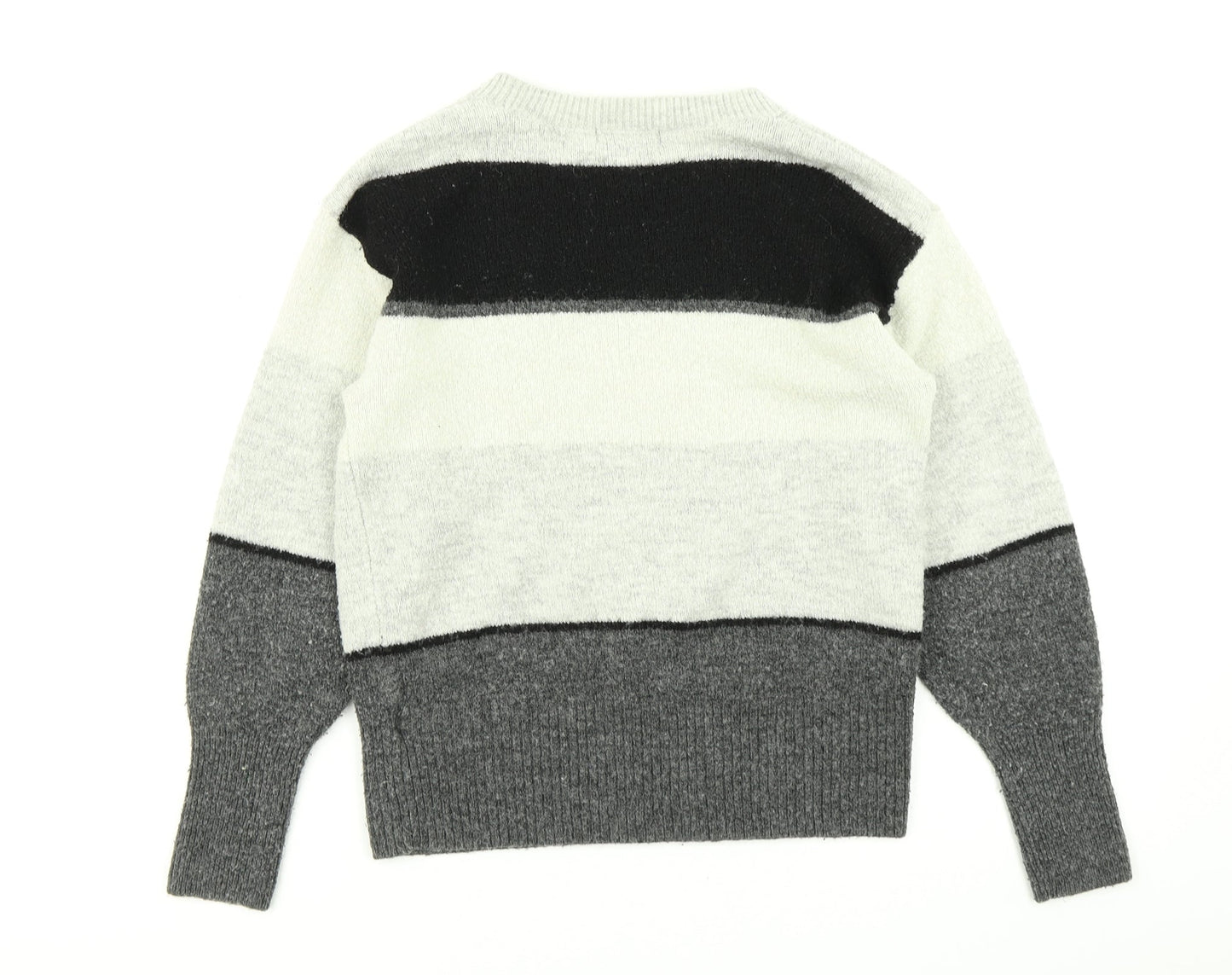 H&M Womens Grey Striped Knit Pullover Jumper Size XS