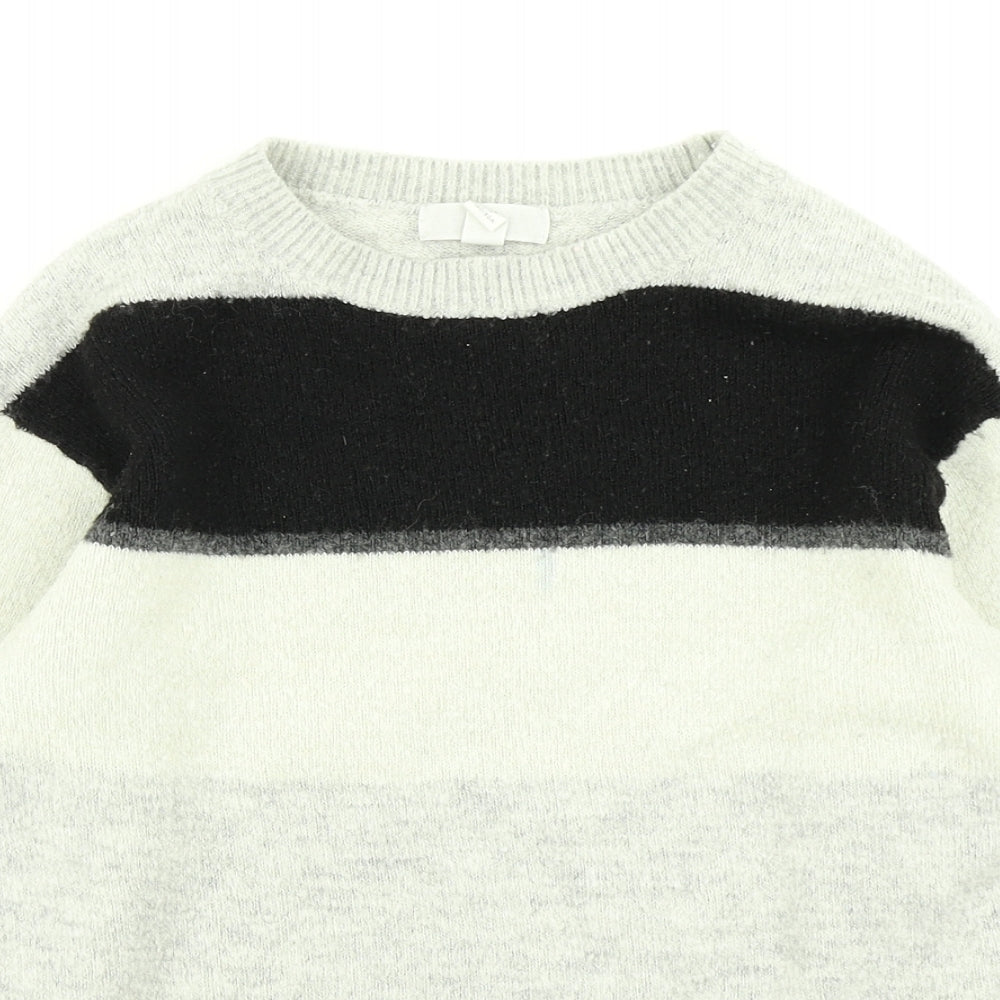 H&M Womens Grey Striped Knit Pullover Jumper Size XS