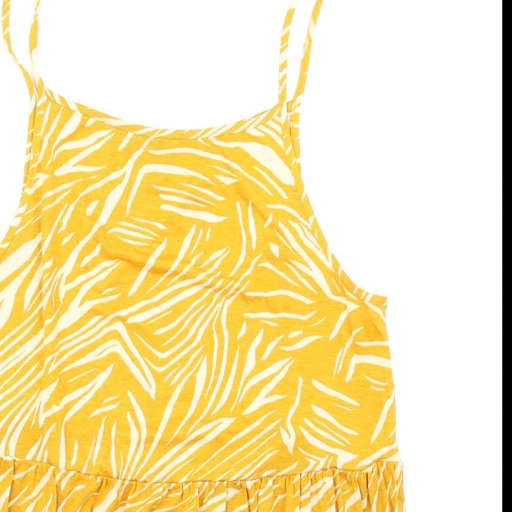 New Look Womens Yellow Animal Print  Camisole T-Shirt Size 12