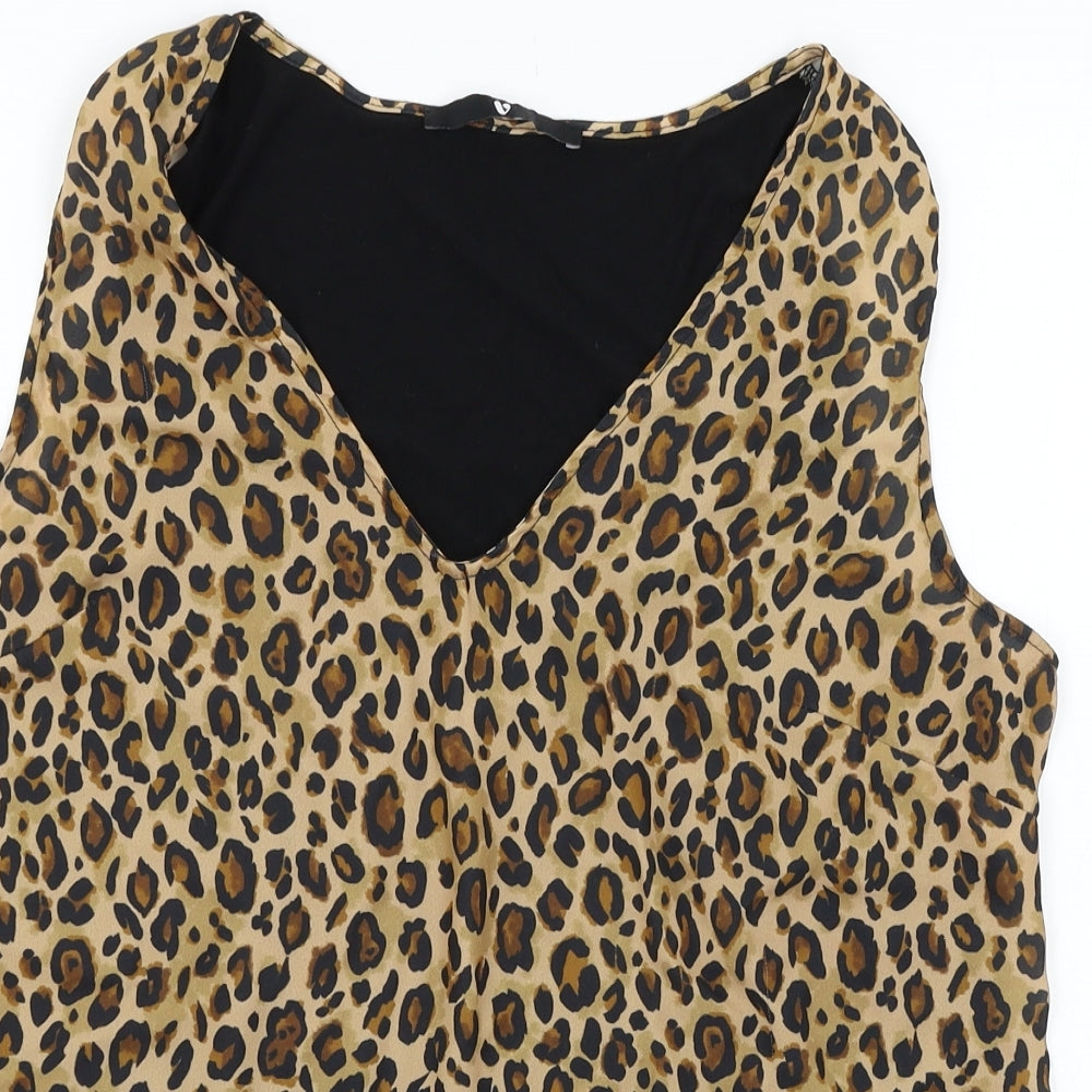 Very Womens Brown Animal Print  Basic Blouse Size 14