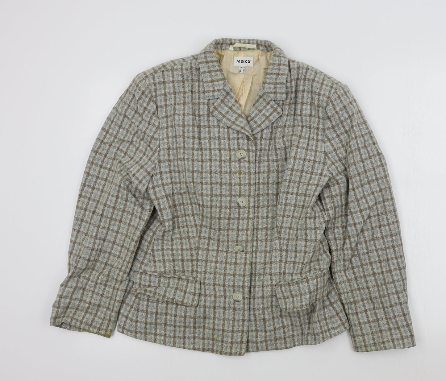Mexx Womens Brown Geometric  Jacket Blazer Size 14