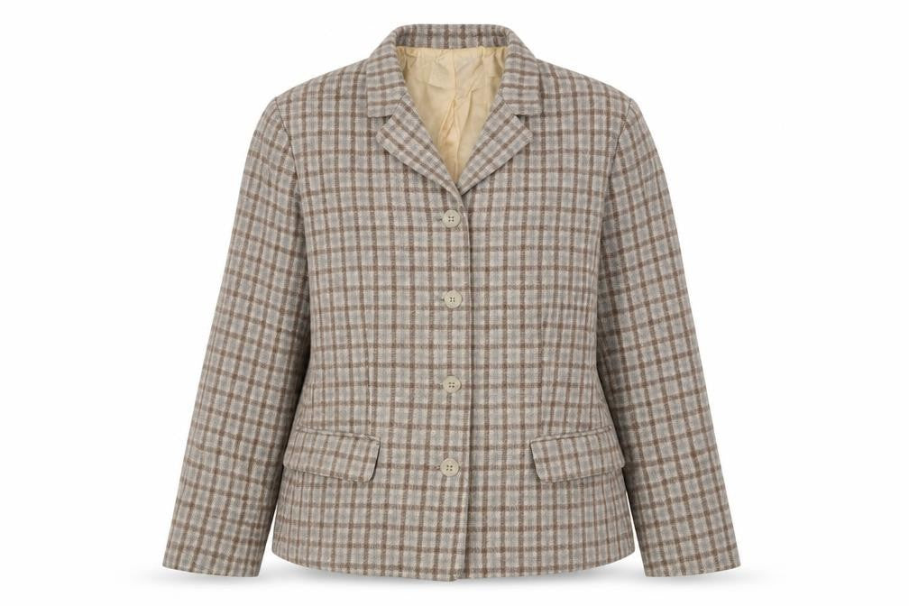 Front view of Mexx women’s brown geometric jacket blazer, size UK 14