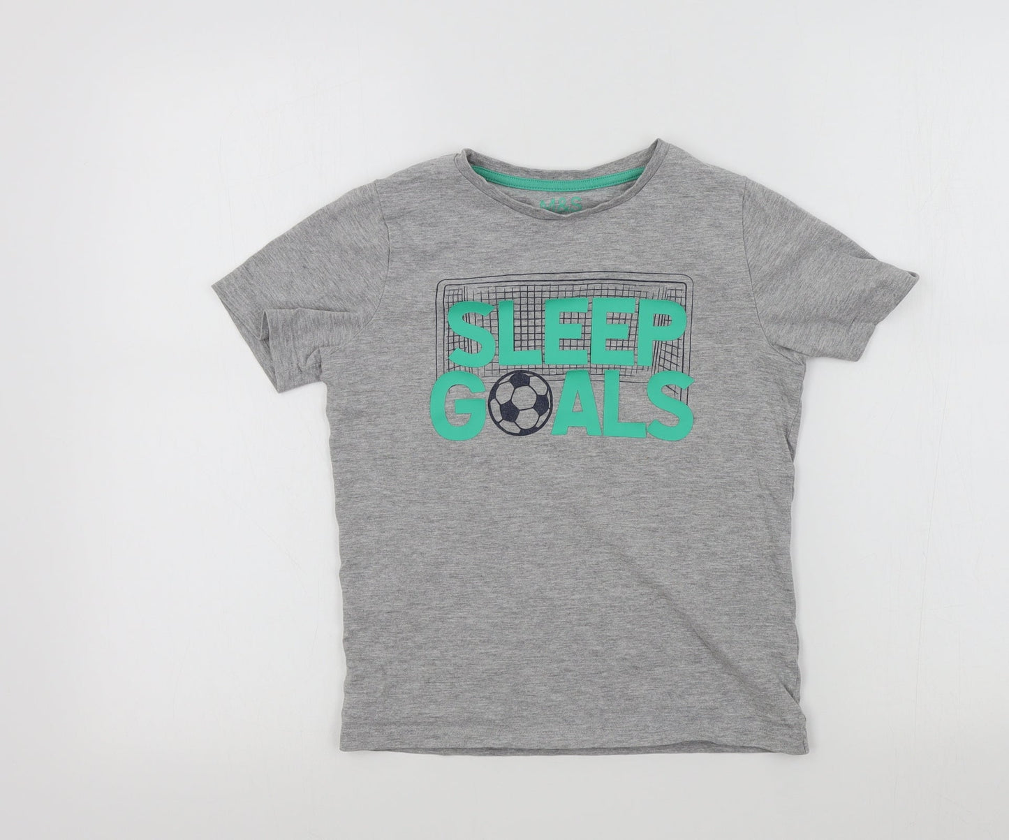 M&S Boys Grey Colourblock   Pyjama Top Size 8-9 Years