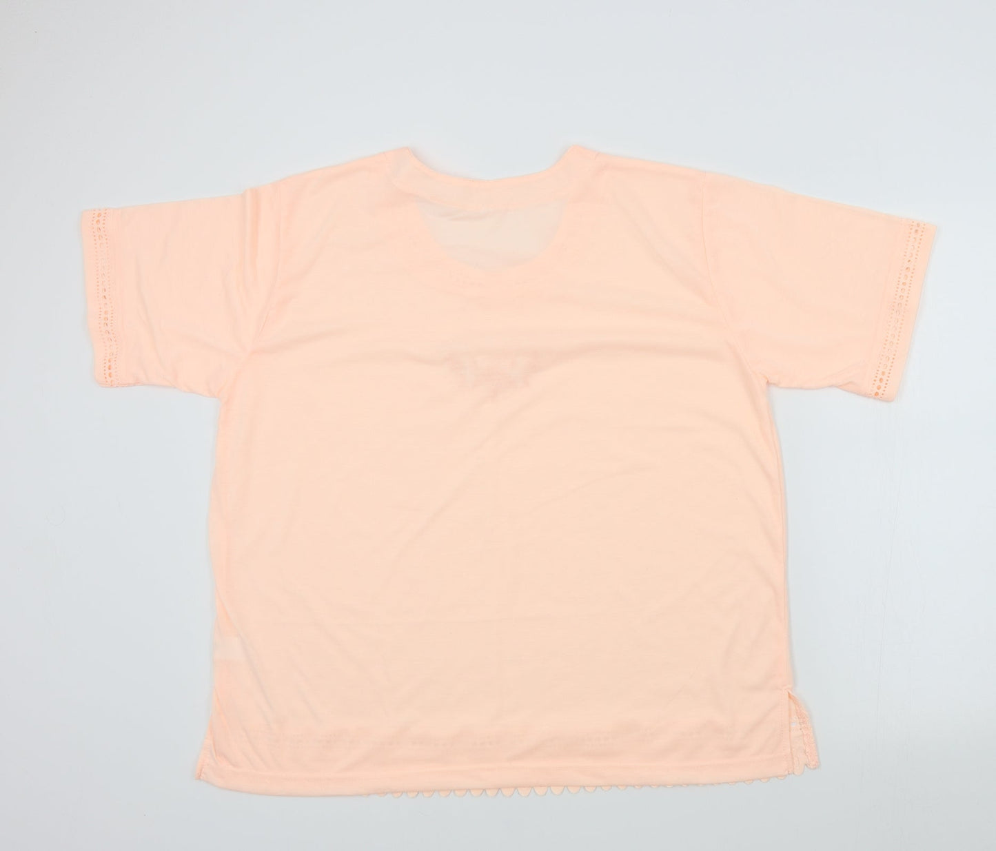 Preworn Womens Orange Colourblock  Basic T-Shirt Size 2XL