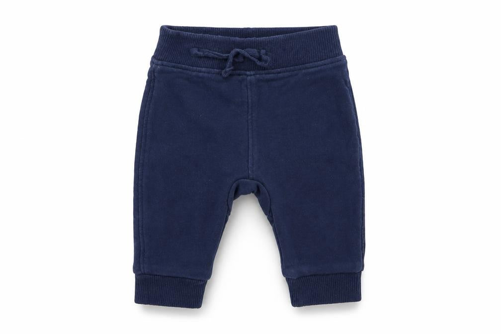 Front view of Asda George boys’ blue jogger trousers, size 0-3, months