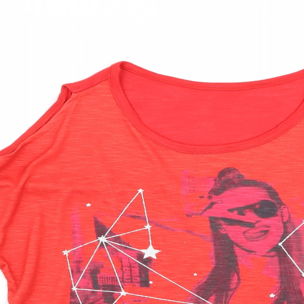 pep and co Girls Red Batik  Basic T-Shirt Size 9-10 Years