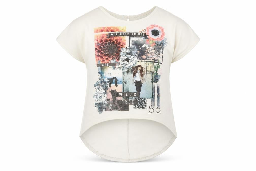 miss evie Girls White Floral  Basic T-Shirt Size 7-8 Years