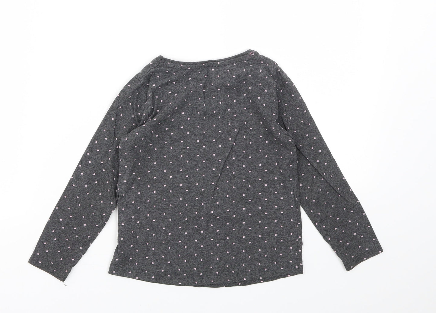 Primark Girls Grey Polka Dot  Basic T-Shirt Size 3-4 Years