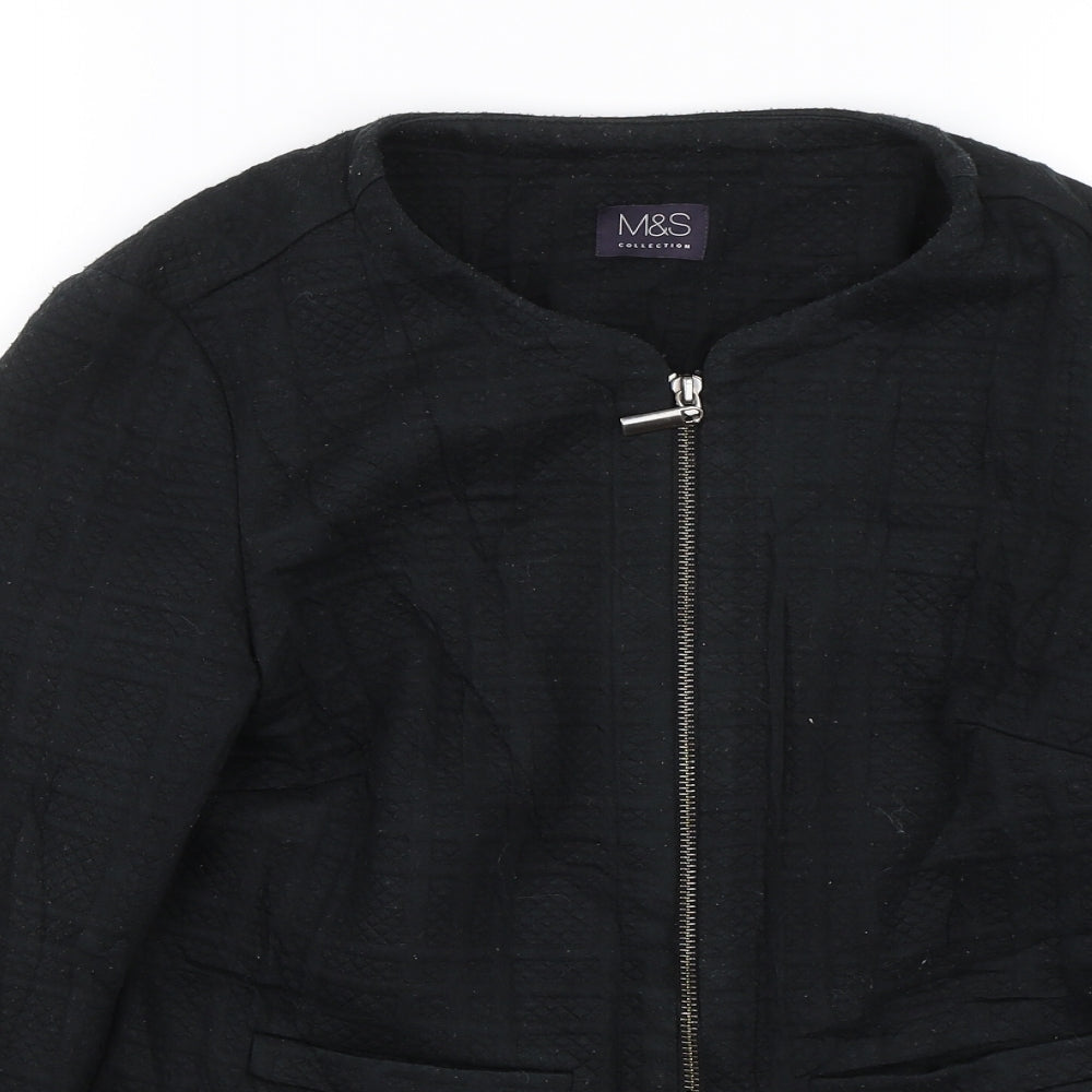 M&S Womens Black   Full Zip Jumper Size 10