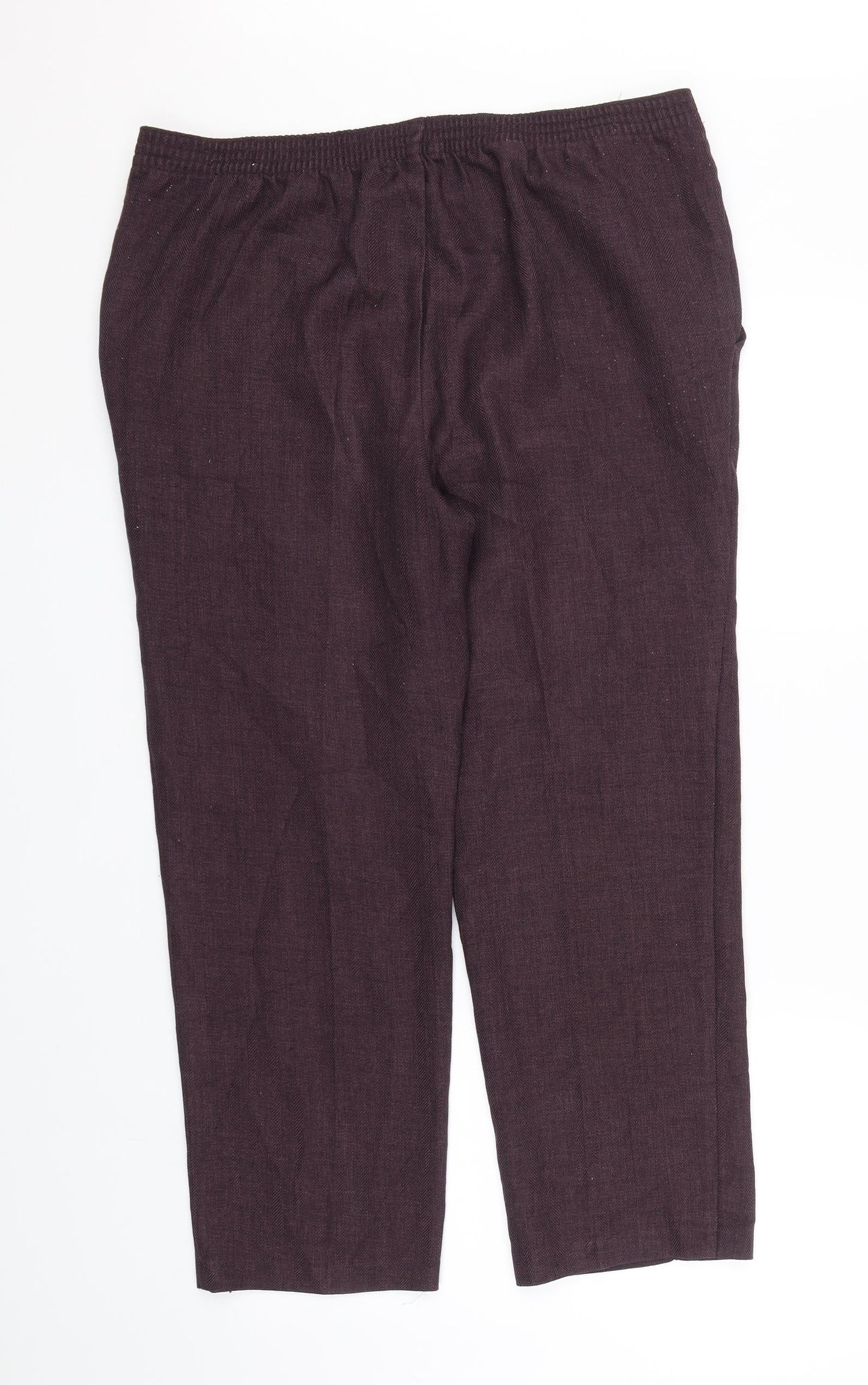 M&S Womens Purple Herringbone  Cropped Trousers Size 16 L25 in