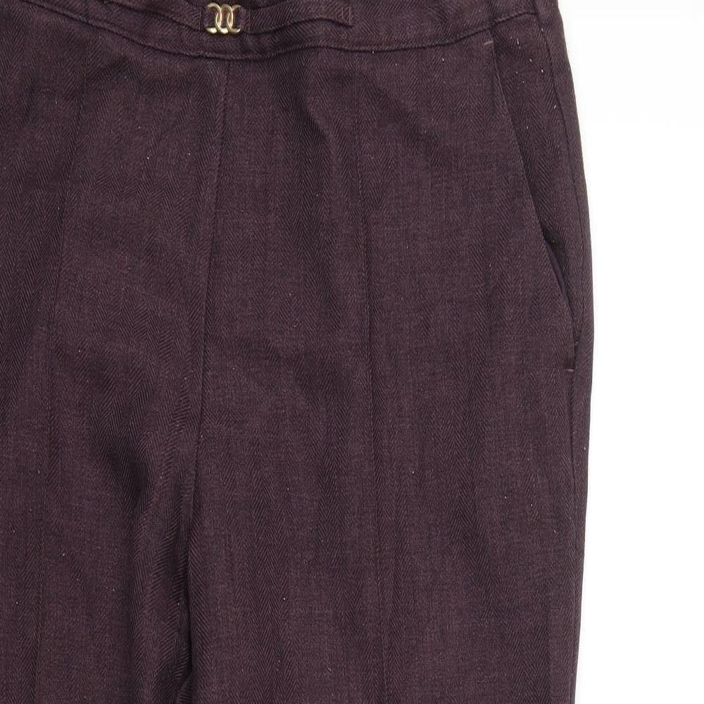 M&S Womens Purple Herringbone  Cropped Trousers Size 16 L25 in