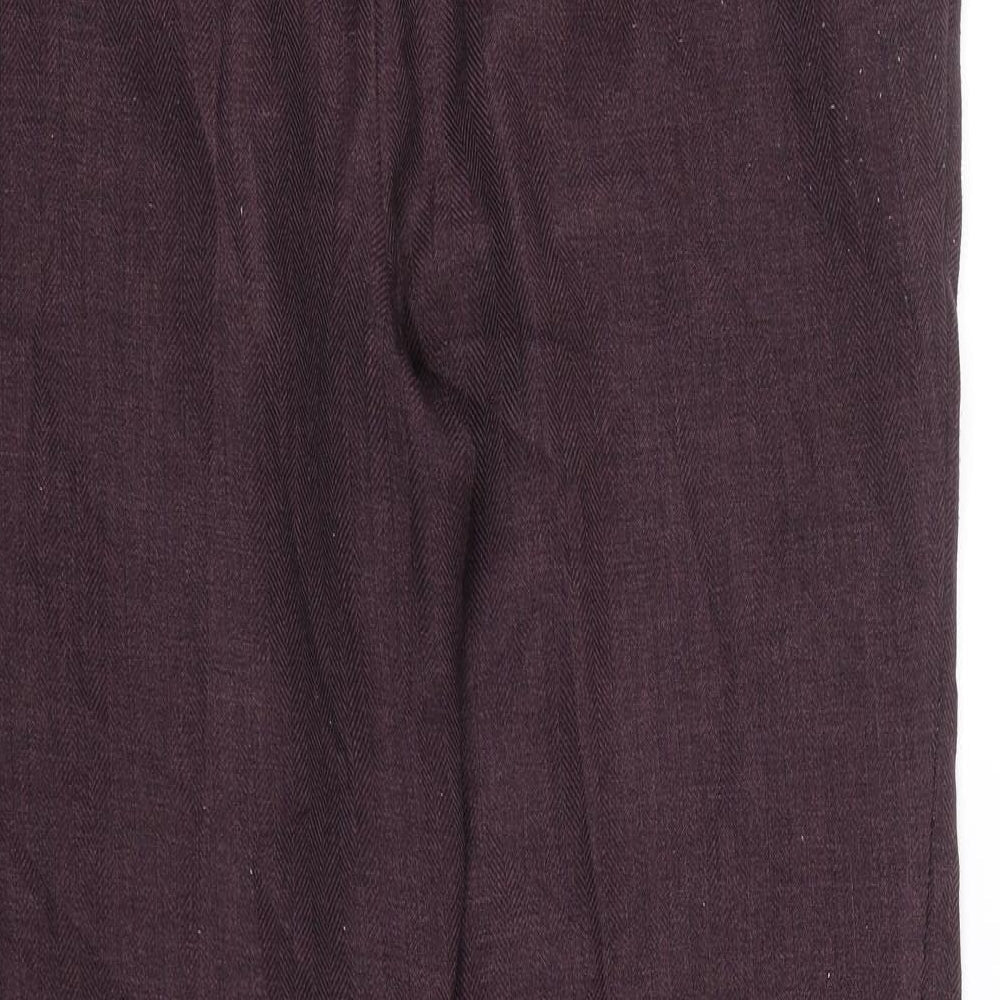 M&S Womens Purple Herringbone  Cropped Trousers Size 16 L25 in