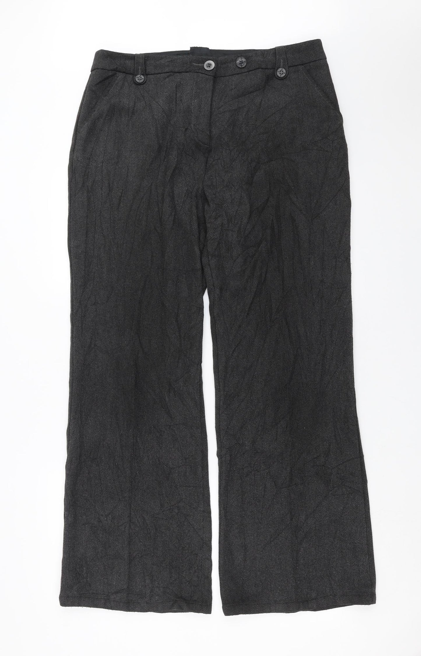 Preworn Womens Grey Herringbone  Trousers  Size 35 in L30 in