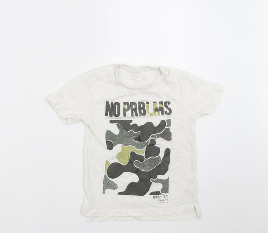 NEXT Boys White   Basic T-Shirt Size 4 Years  - Camo detail