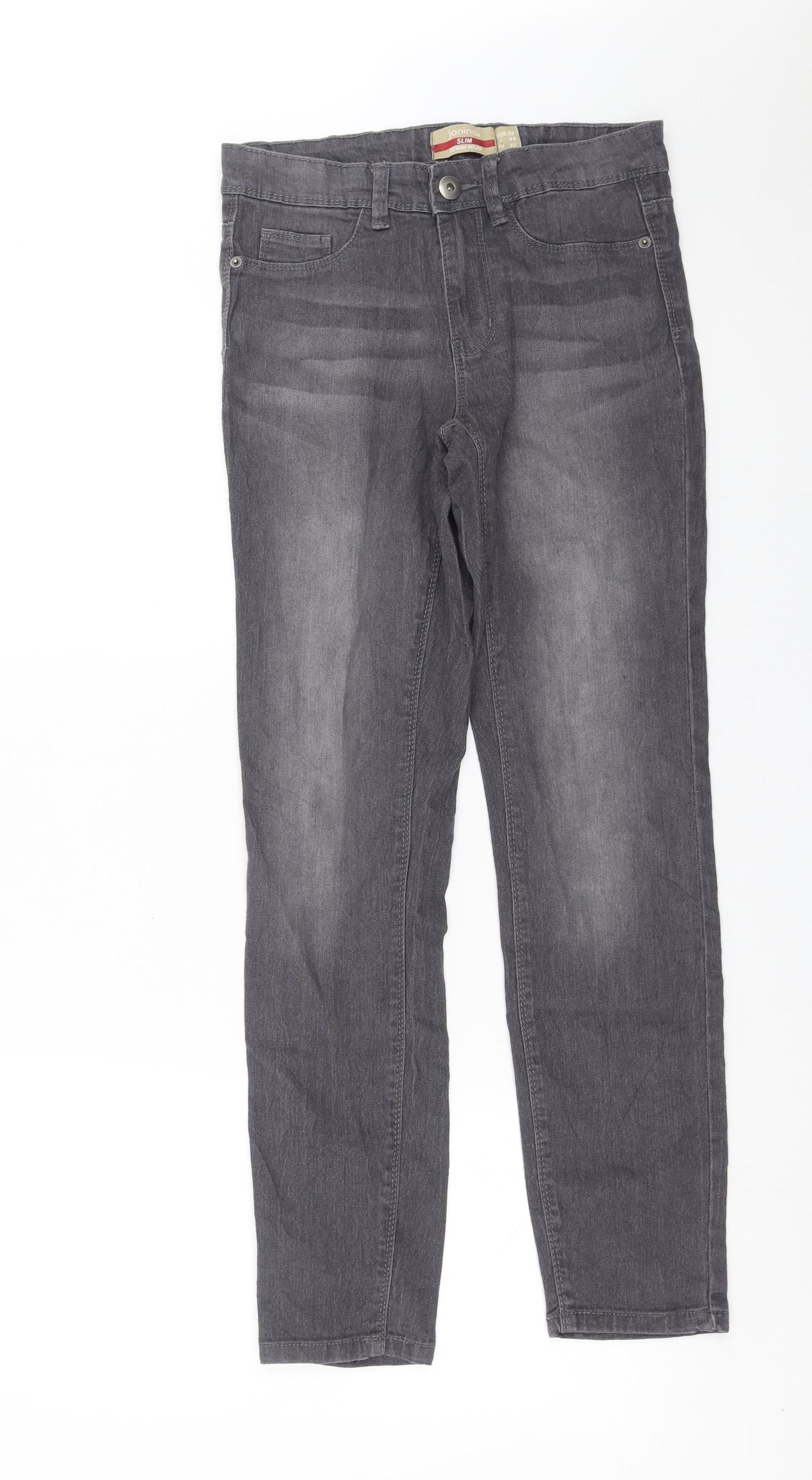 Janina Womens Grey  Denim Straight Jeans Size 8 L28 in