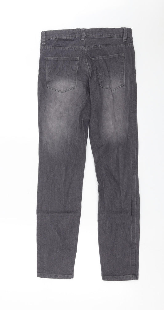 Janina Womens Grey  Denim Straight Jeans Size 8 L28 in
