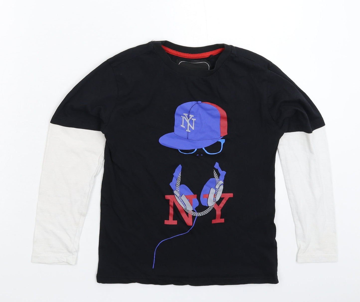 Blue Inc Boys Black   Basic T-Shirt Size 7-8 Years